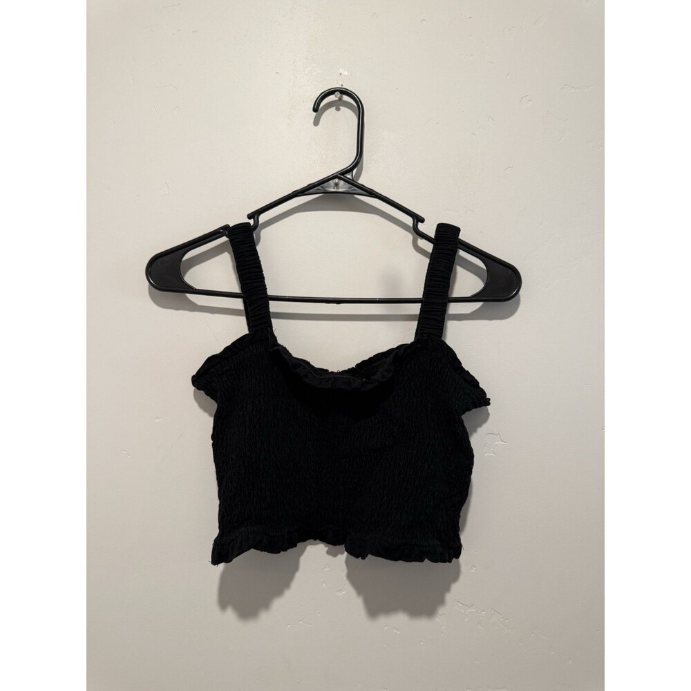 Miou Muse Black Textured Tank/Crop Top S
